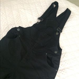 Black Cotton Skinny Overalls